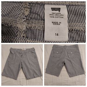 Levi's Blue/White Pinstriped Bermuda Shorts, 14